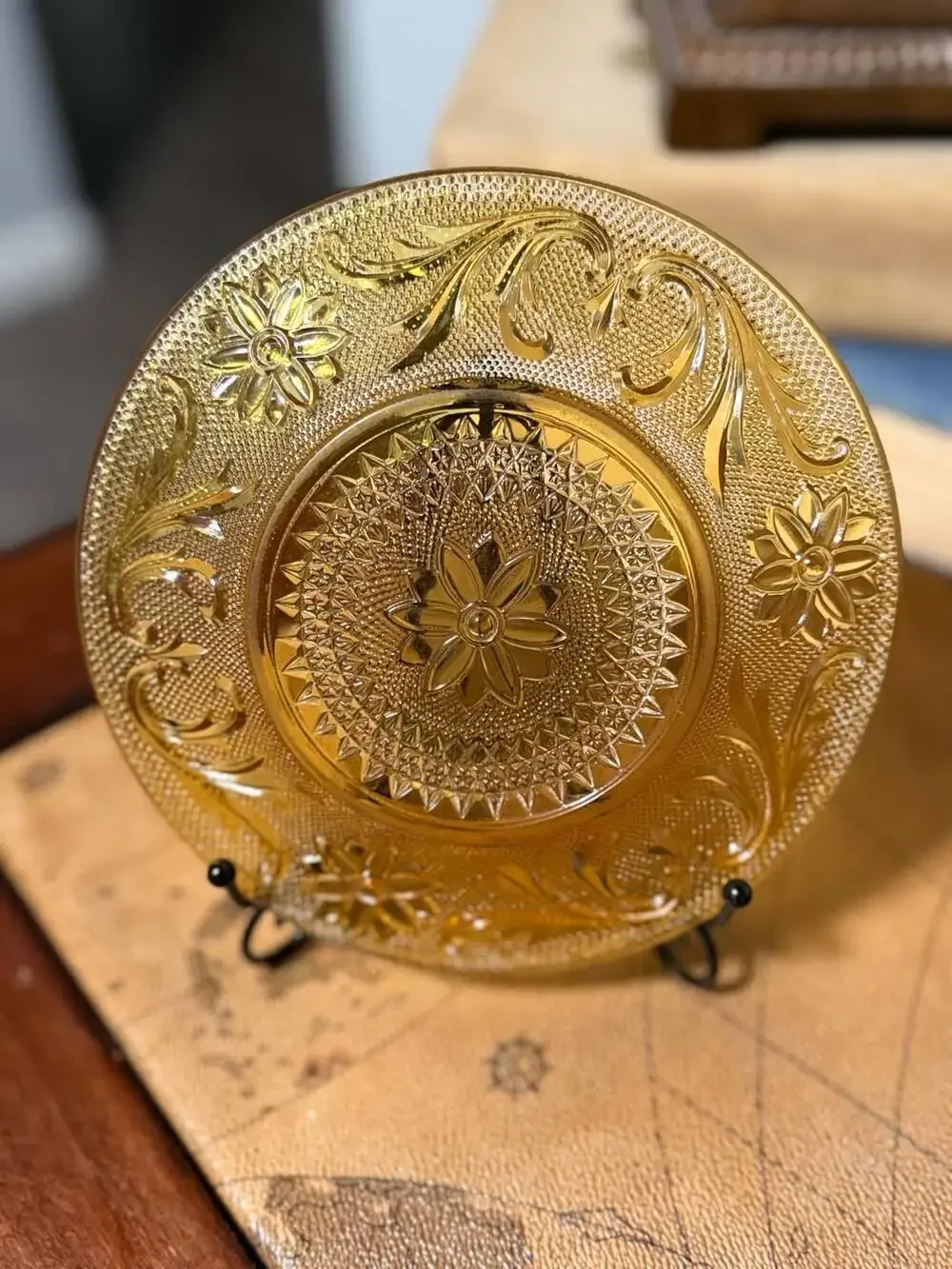 Indiana Glass Tiara Sandwich Plate Size 7.25 Amber Glass